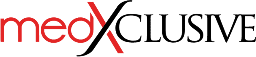 The image displays the word "medXCLUSIVE" in stylized text, with "med" in bold red lowercase font and "XCLUSIVE" in black uppercase, featuring an exaggerated sweeping "X," reflecting a modern approach to primary care in Tallahassee, FL.