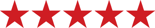 Five red stars arranged in a horizontal row on a transparent background, perfect for highlighting top-rated FL or primary care Tallahassee services.